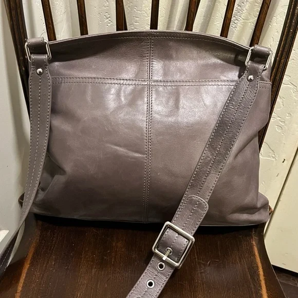 Hobo Original Lorna Gray Leather Crossbody Bag Purse Shoulder Bag - Picture 2 of 7